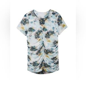 Torrid Stretch Mesh Crew Neck Ruched top blouse shirt multi floral‎ 1X 2X 3X
